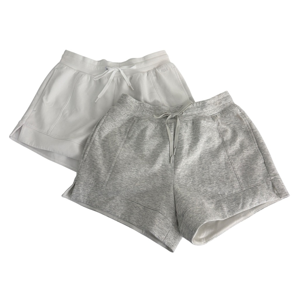 Lot of‎ 2 DSG Athletic Lounge Shorts Womens Small Drawstring White Gray Travel
